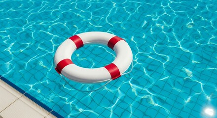 Naklejka premium Life ring at swimming pool for safety and fun