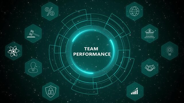 Enterprise analytics dashboard powered by Team Performance interface with secure operational monitoring and advanced digital workforce strategy 4K animation video