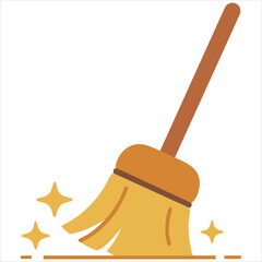 Broom cleaning simple vector modern icon design illustration on white background © azzedine