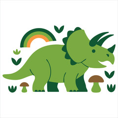 Colorful triceratops dinosaur for print or poster hand drawn isolated vector illustration © azzedine