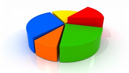 Obraz premium 3D pie chart with five glossy colorful segments.