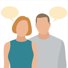 Fototapeta premium Isolated vector design of people having conversation and talking together on white background