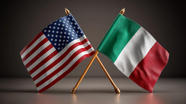 Cultural exchange celebration united states and italy flags event photography studio environment close-up view national pride