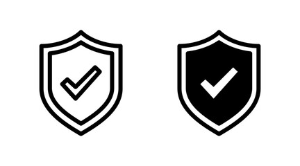 Shield check mark icon set vector. Protection approve sign. Insurance icon