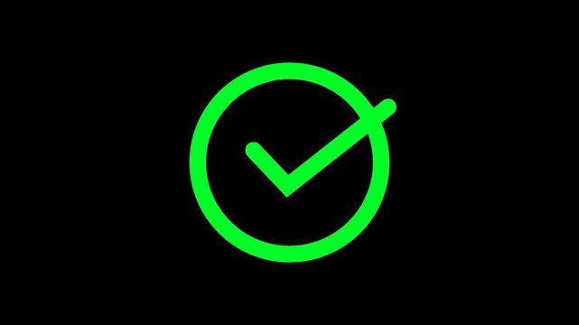 animation green check mark that symbolizes approval or success | Transparent screen
