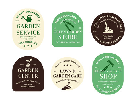 Gardening business logo templates that reflect the variety of gardening and landscaping services offered to local customers and communities.