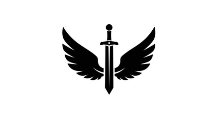 Fototapeta premium Elegant Sword with Wings Symbolizing Power and Protection.