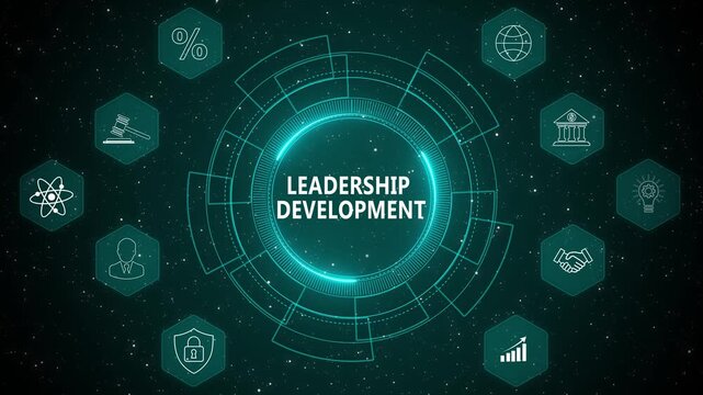 Enterprise performance dashboard powered by Leadership Development strategy with secure workforce monitoring and advanced digital management system 4K animation video