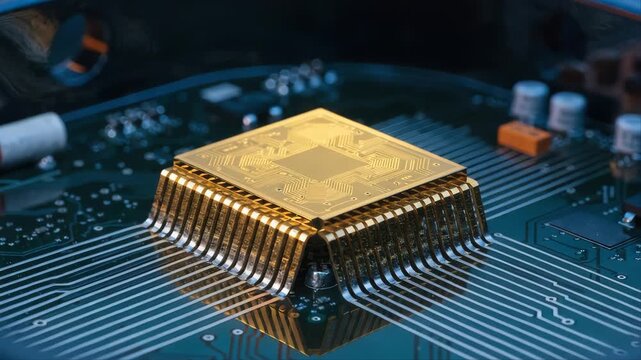 close up of a gold circuit board
