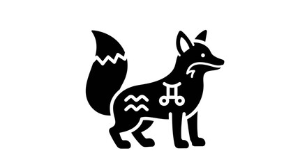 Fototapeta premium Stylized Fox Illustration with Zodiac Symbols in Silhouette.