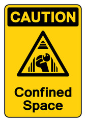 Caution Confined Space Symbol Sign ,Vector Illustration, Isolate On White Background Label.EPS10
