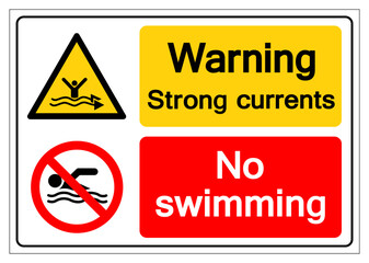 Fototapeta premium Warning Strong Current No Swimming Symbol Sign, Vector Illustration, Isolate On White Background Label. EPS10