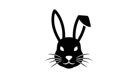 Obraz premium Black and White Rabbit Head Silhouette with Long Ears.