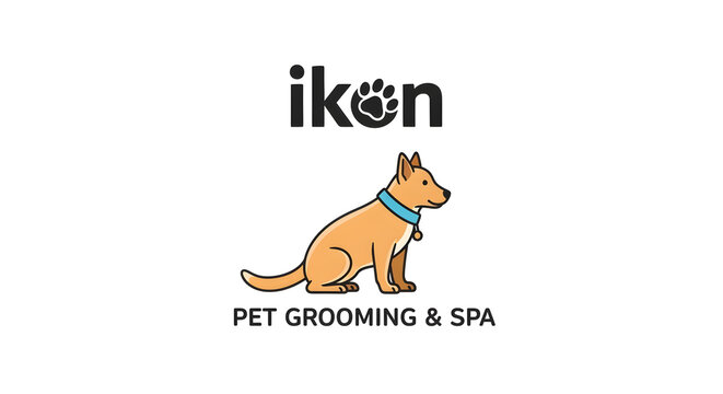 Pet Grooming and Spa Logo Design with Cartoon Dog.