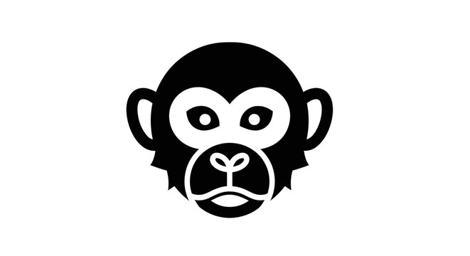 Stylized monkey face icon illustration on white background.