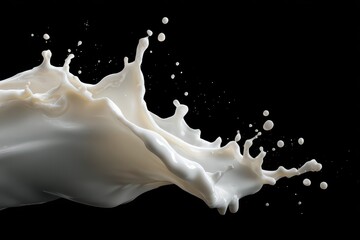 Splash of milk dancing in darkness with grace