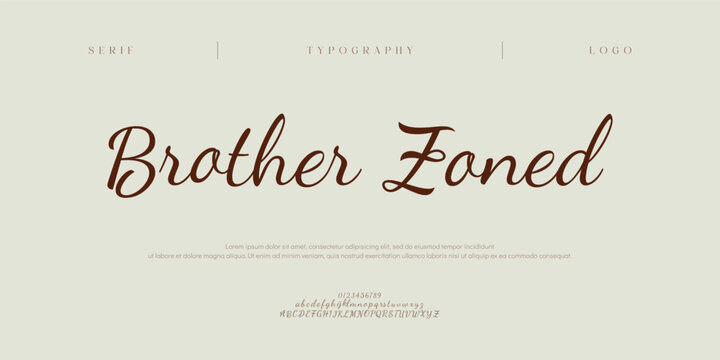 Brather Zaned, Script Font, aesthetic, Uppercase Lowercase and Number. wedding font, Classic Lettering Minimal Fashion Designs. Typography modern serif fonts regular decorative vintage concept. vector
