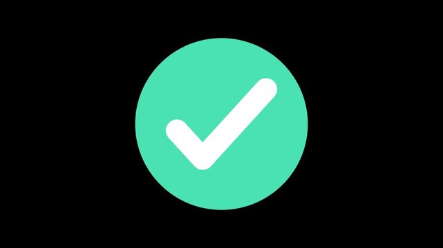 Green Check Mark Animation Showing Progress Loading to Success and Approved Verification