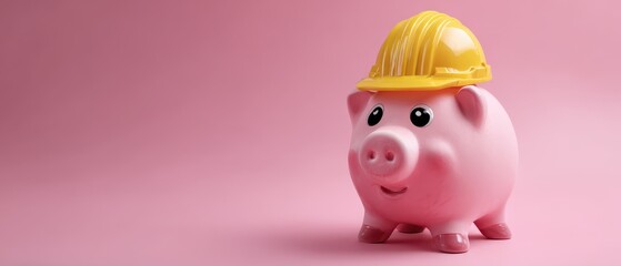 Creative piggy bank in a construction helmet