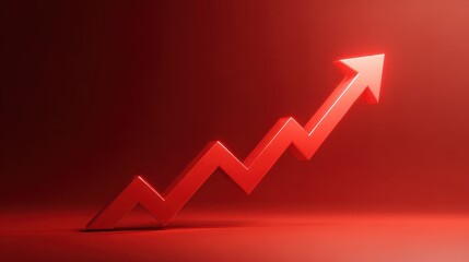 Red line graph showcasing steady growth trend