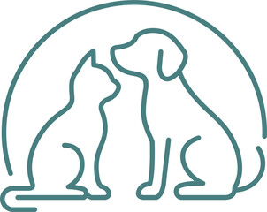 Stylized illustration of a dog and a cat in green