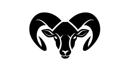 Fototapeta premium Stylized Ram Head Vector Illustration with Prominent Horns.