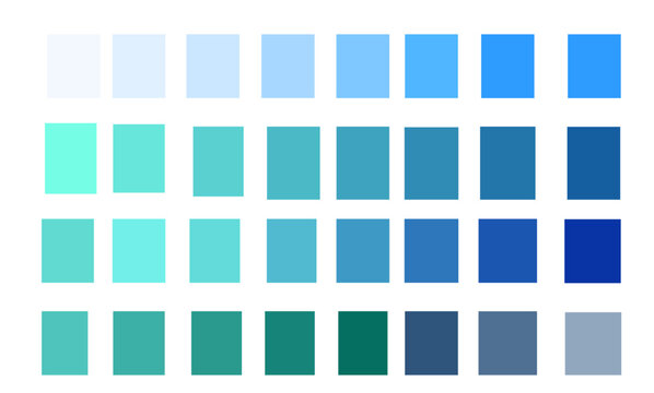Blue Tone Color Shade BackgroundIllustration. Blue, green swatches color pallete.Vector Illustrations