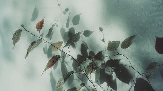 A shadow of a tree projected on a wall, suitable for nature or abstract concepts, creating a simple yet evocative pattern with light and silhouette.