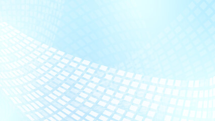 水色グラデーションと半透明矩形ラインが斜めに流れるデジタルテクノロジー背景 右上余白16:9バナー素材