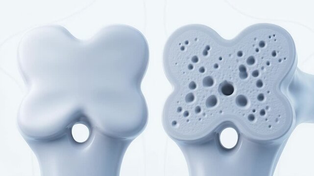 Porous bone structure animation detailed medical visualization of osteoporosis and healthy bone anatomy