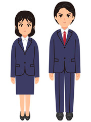 会社員の男性と女性のイラスト(全身)