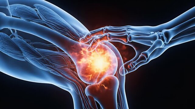 Dynamic knee joint anatomy and inflammation visualization.