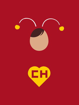 Minimalist rendition of the Chapulin, a Colorado (red) Mexican "superhero"