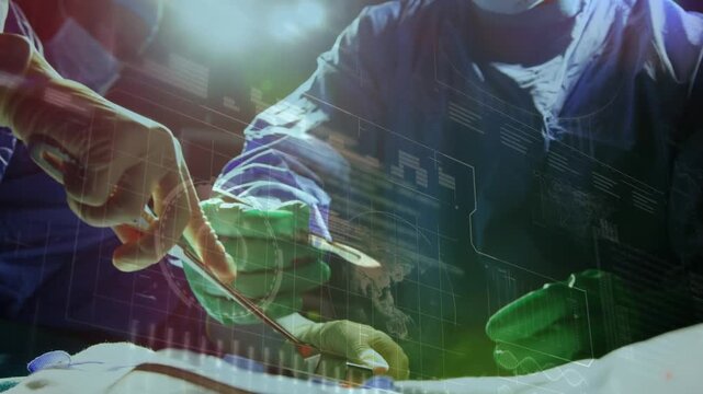 Animation of data processing over surgeons during surgery