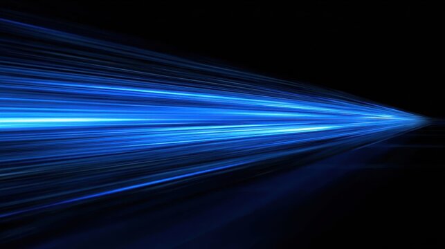 Abstract blue speed lines against a black background, conveying motion, velocity, and energy for dynamic designs in sports, technology, or transportation.