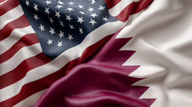 Cultural exchange event united states and qatar flags digital art international relations close-up unity concept