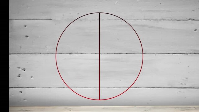 Animated red circle and moving planks evoke energy on a black backdrop.