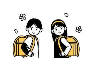 ランドセルを背負う小学生のイラスト