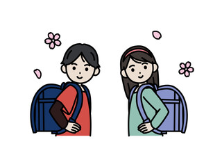 ランドセルを背負う小学生のイラスト