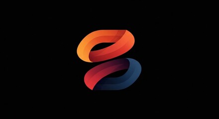 Fototapeta premium A Modern Abstract Gradient Ribbon Logo Symbol on Dark Background Representing Innovation, Technology, and Creative Flow 