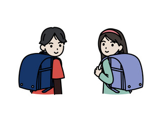 後ろを振り向く小学生のイラスト