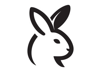 Obraz premium easter bunny head logo silhouette vector, bunny face logo silhouette, animal wildlife happy easter bunny logo silhouette, bunny rabbit head and ear logo silhouette design on white background