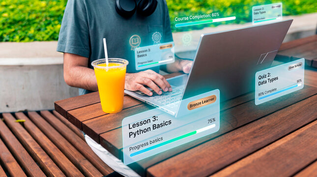 Motivated student advancing online learning course