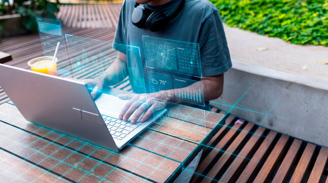 Forward thinking professional exploring digital sustainability