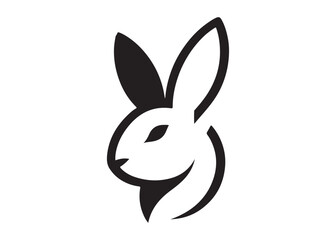 easter bunny head logo silhouette vector, bunny face logo silhouette, animal wildlife happy easter bunny logo silhouette, bunny rabbit head and ear logo silhouette design on white background