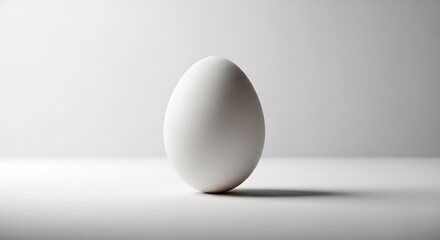 A Minimalist Studio Photograph of a Single White Egg with Soft Lighting and Clean Background in a Modern Product Style
