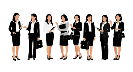 Obraz premium Businesswomen in Various Professional Outfits Standing.