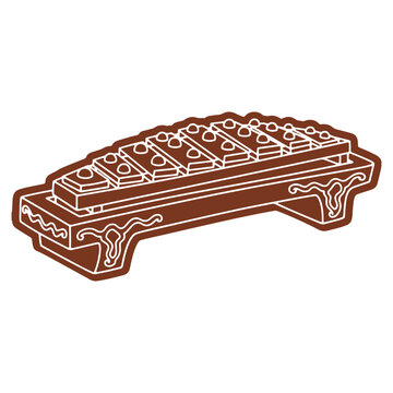 Detailed Illustration of a Traditional Xylophone or Gambang Isolated on White Background Musical Instrument Icon