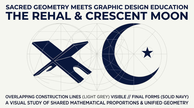Sacred Geometry Rehal Crescent Moon Islamic Design with vector illustration