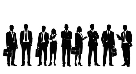Silhouettes of Business Professionals Standing Together.